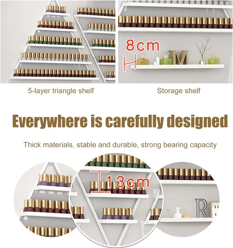 Miniatura 4 de Estante organizador de perfume montado en la pared, estante triangular de metal para esmalte de uñas, estante de exhibición de aceites esenciales