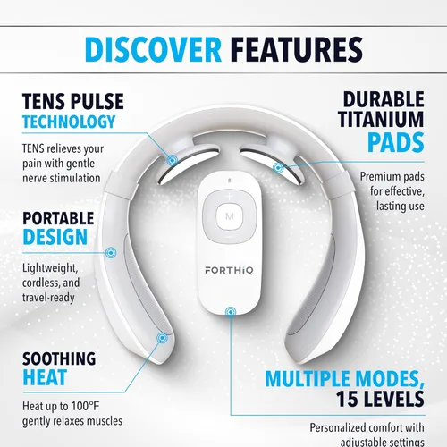 Miniatura 4 de FORTHiQ Máquina TENS de cuello con calor, masajeador eléctrico de cuello para aliviar el dolor, masaje de tejido profundo de 15 niveles, portátil
