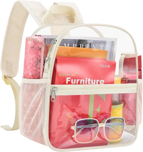Miniatura 13 de Busiuw Mochila Transparente para Eventos de Estadio 12x12x6 Mini Pequeñas Mochilas Deportivas para Fanáticos, Aguamarina