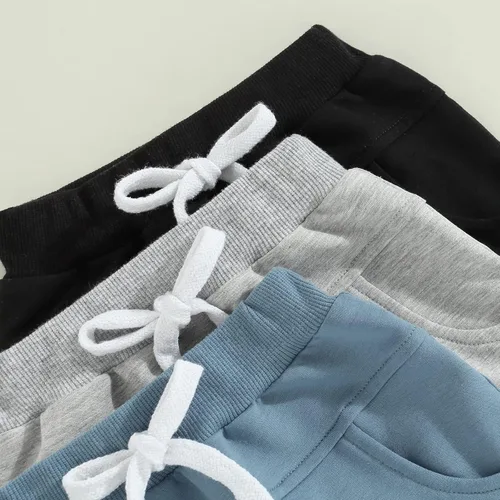 Miniatura 2 de Bagilaanoe Pantalones cortos de verano para bebé, pantalones cortos lisos, casuales, cintura elástica, pantalones cortos para correr