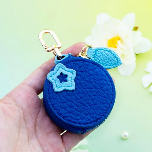 Miniatura 6 de Bonito llavero Y2k de piel de arándanos con cremallera, para mujeres y niñas, accesorios estéticos, monedero, llavero de fruta azul