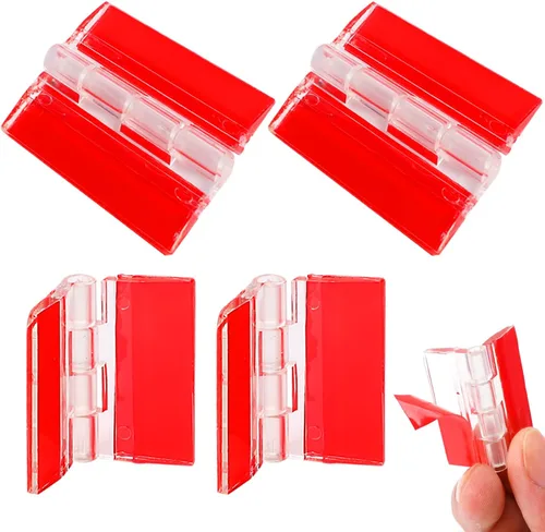 Miniatura 7 de 12 piezas de bisagras acrílicas pequeñas - Bisagras transparentes autoadhesivas de plástico continuo para herramientas de cajones de gabinetes