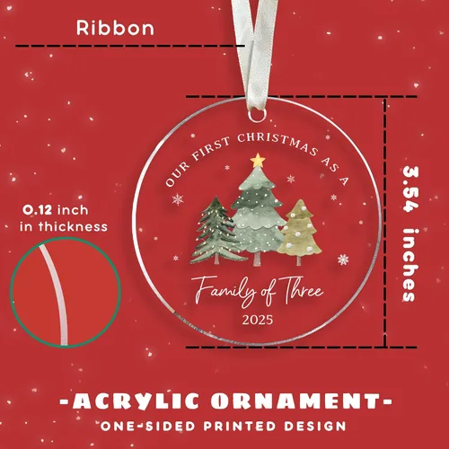 Miniatura 2 de Adorno de Primera Navidad del Bebé 2025 – Adorno de Navidad de familia de tres 2025 – Primera vez mamá papá, nuevos padres – Regalos de bebés