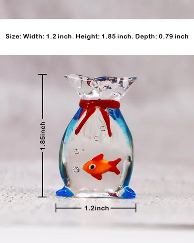 Miniatura 4 de Pez Dorado en Miniatura de Vidrio, Pequeño Pez Dorado en una Bolsa, Figurina de Pez Rojo de Vidrio para Casa de Muñecas, para Ornamento de Acuario