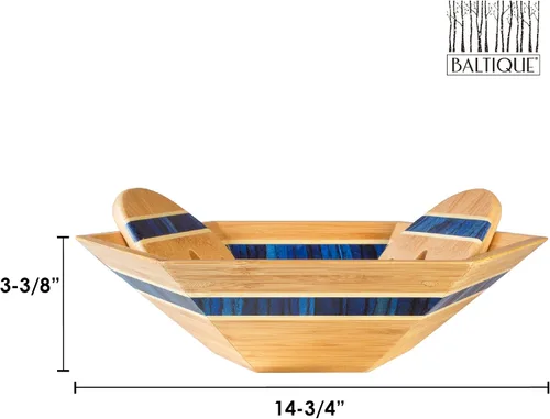 Miniatura 6 de Totally Bamboo Baltique Malta Collection - Tazón para servir ensalada de 14 pulgadas con manos para ensalada, bambú y madera de abedul