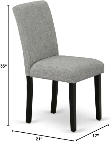 Miniatura 3 de East West Furniture ABP1T06 Abbott Parson - Sillas de comedor Shitake de tela de lino, juego de 2, color negro