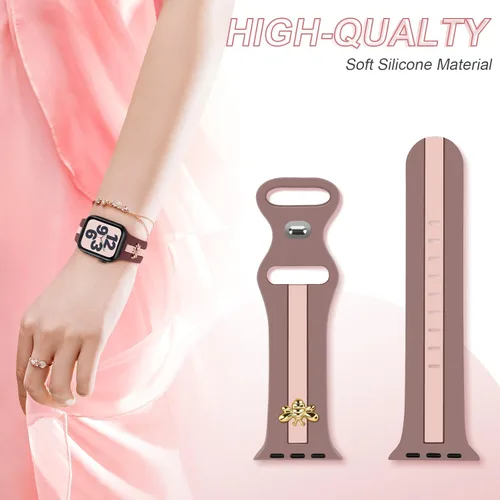 Miniatura 3 de 3 Pack Designer Sport Bands Compatible With Apple Watch Band 38mm 40mm 41mm 42mm 44mm 45mm 46mm 49mm Women Girls,Soft Silicone Sport Strap for