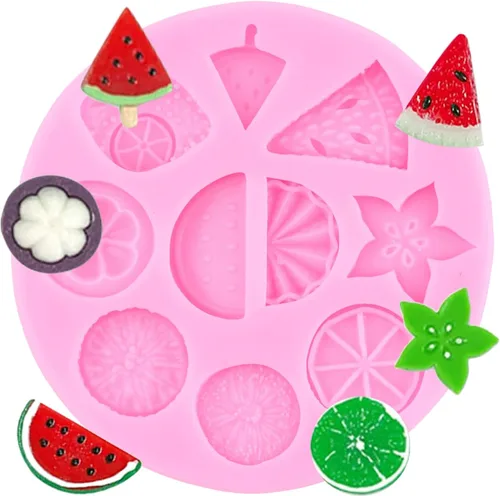 Miniatura 15 de Moldes de fondant de frutas, fresa, cereza, piña, plátano, melocotón, molde de silicona para decoración de tartas de azúcar, decoración de cupcakes