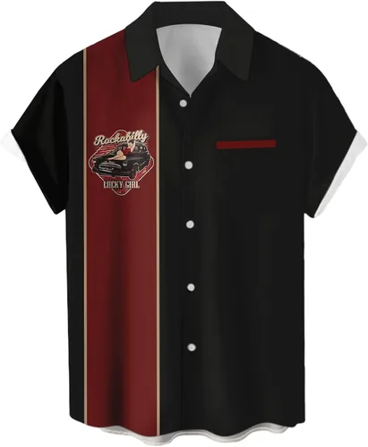 Camisa hawaiana de manga corta con botones para hombre, estilo vintage de los años 50