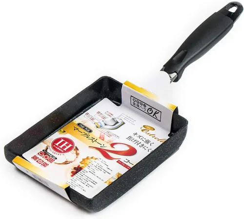 LI-GELISI Tamagoyaki - Sartén japonesa para tortilla, revestimiento antiadherente anodizado duro, acero al carbono, 12.6 x 5.2 x 1.8 pulgadas, Negro