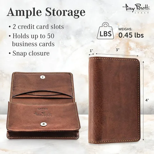 Miniatura 2 de Tony Perotti Italian Leather Business Card Holder for Men and Women - Eco-Friendly Vegetable-Tanned Full Grain Leather Business Card Wallet Made in