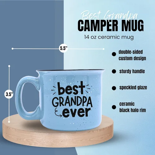 Miniatura 7 de Brooke & Jess Designs Juego de tazas de regalo para abuela y abuelo, tazas de café de 15 onzas (verde azulado para abuela, azul claro para abuelo)