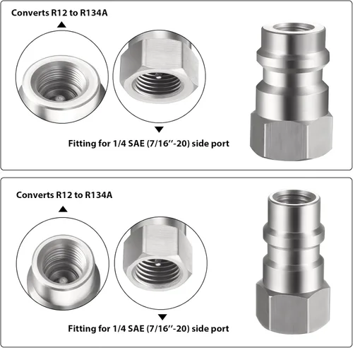 Miniatura 3 de Mudder 4 piezas VA-LH11 A/C Pro R-12 a R-134a kit de piezas de modificación, adaptador de conversión de adaptación compatible con rosca SAE de 1/4