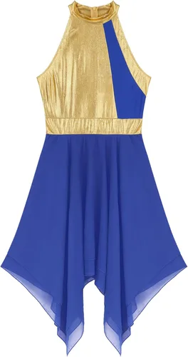 Miniatura 55 de easyforever Vestido de baile sin mangas con bloques de color para mujer, alabanza litúrgica, ropa de baile lírico, vestido de bata de adoración