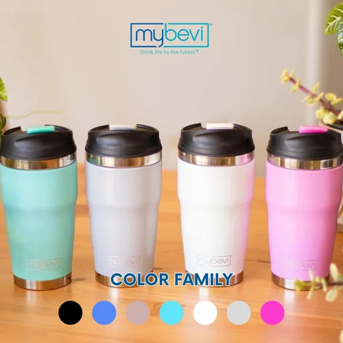 Miniatura 6 de MyBevi Retro Wave - Vaso de viaje aislado de acero inoxidable de alta calidad (12 onzas, azul marino mate, 12 onzas)