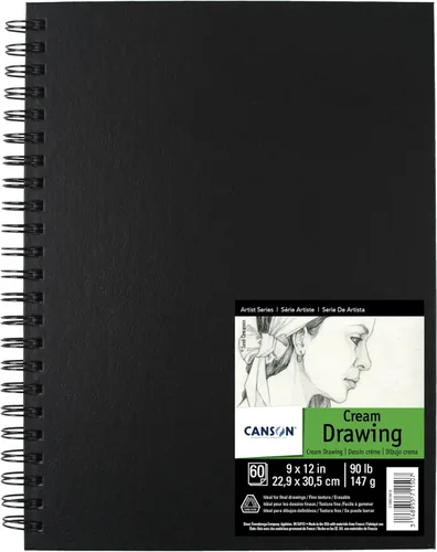 Canson Artist Series - Libro de dibujo de campo, encuadernado con alambre lateral, 9 x 12 pulgadas, 60 hojas, papel de arte profesional para