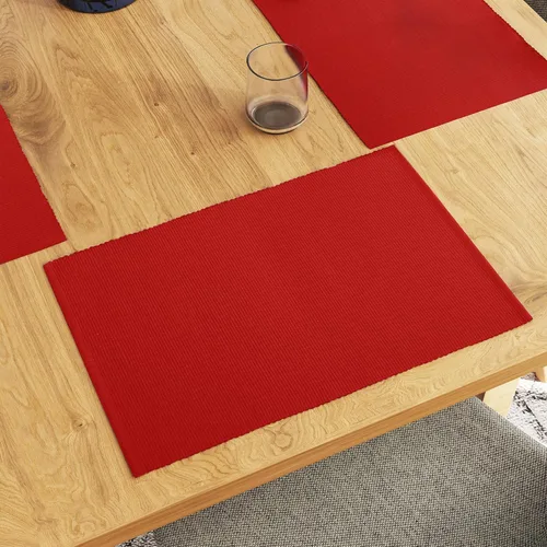 Miniatura 11 de Encasa XO Juego de 6 manteles individuales de comedor, color amarillo escalera, tapete de mesa de algodón acanalado fino, tamaño 18 x 13 pulgadas