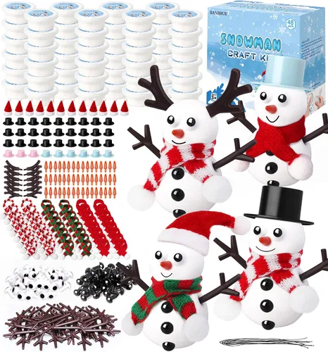 Miniatura 7 de BANBBUR Paquete de 12 rellenos de calcetines de Navidad para niños, manualidades de Navidad para niños, arcilla de modelado, kit de manualidades