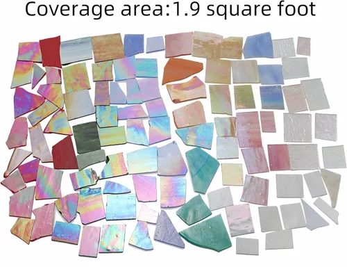 Miniatura 3 de Lanyani Piezas de vitral iridiscentes para manualidades y decoración, variedad de restos de mosaico de vidrieras rotas irregulares, paquete de 1