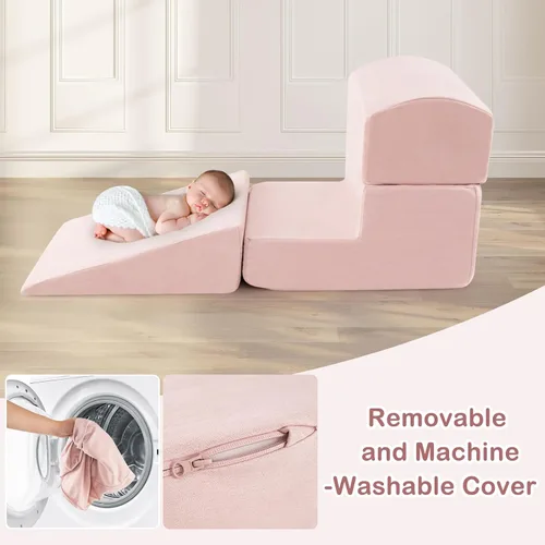 Miniatura 5 de INFANS Juguetes de escalada para niños pequeños, bloques de escalada de espuma y pozo de pelotas para bebé, 5 piezas de bloques de escalada y gateo