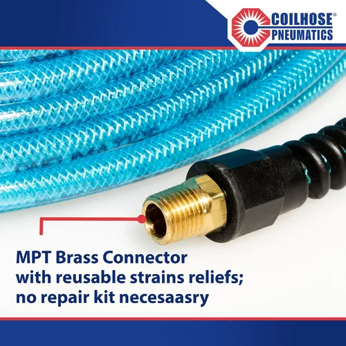 Miniatura 6 de Coilhose Pneumatics PFE40254T Flexeel Manguera de aire reforzada de poliuretano, diámetro interno de 0.25 pulgadas, longitud de 25 pies con (2)