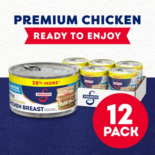Miniatura 3 de Swanson White Premium Pechuga de Pollo en Agua con Carne de Costilla, 12.5 oz. (Paquete de 12)