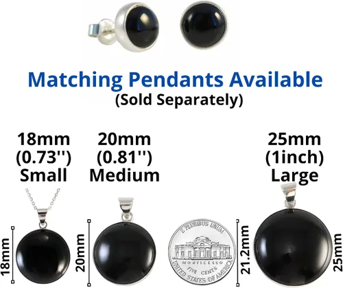Miniatura 6 de Aretes de plata de ley 925 maciza hechos a mano con piedras preciosas redondas para mujeres y hombres, disponibles en piedras azules, negras