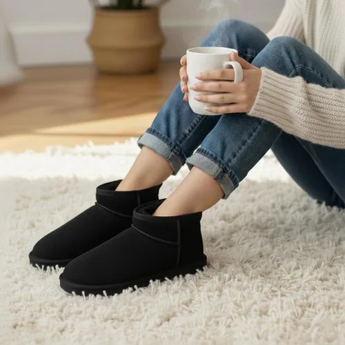 Miniatura 48 de CUSHIONAIRE, Hip 2 - Botas de nieve de gamuza auténtica para mujer, sin cordones, con cómodo forro de piel de oveja sintética + espuma viscoelástica