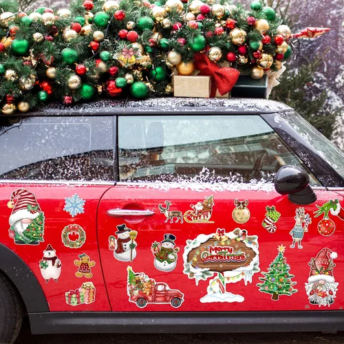 Miniatura 4 de Imanes de Navidad para refrigerador de automóvil, 22 unidades, calcomanías magnéticas decorativas de Navidad para puerta, protector de nevera