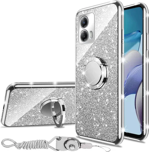 Miniatura 41 de nancheng Funda de teléfono con purpurina para Motorola Moto One 5G Ace (One 5G UW Ace) funda de TPU suave con anillo giratorio de 360°, funda