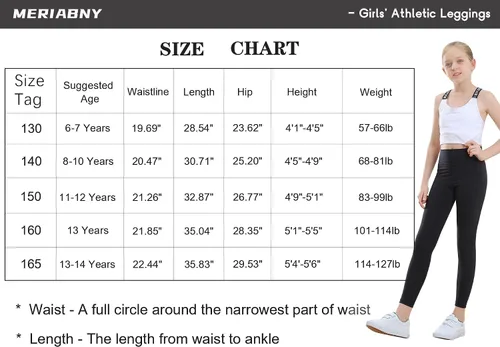 Miniatura 6 de MERIABNY Leggings de entrenamiento activo para niñas de 6 a 13 años