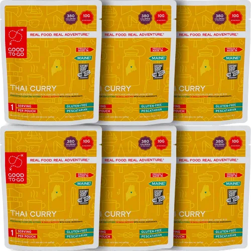GOOD TO-GO Curry tailandés (paquete de 6 porciones individuales) | Alimentos para acampar y mochileros | Solo tienes que añadir agua para mochileros