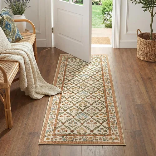 Miniatura 41 de jinchan Haden - Alfombra de entrada de 2 x 3 pulgadas, diseño floral vintage, lavable, suave, antideslizante, de pelo bajo, para puerta, cocina