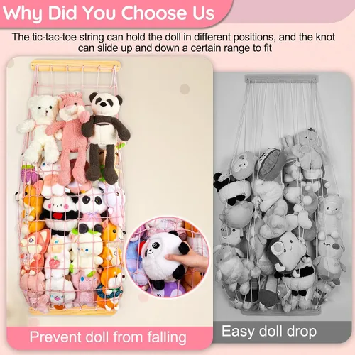 Miniatura 2 de Unicorn Castle Almacenamiento de animales de peluche, organizador de almacenamiento de juguetes de felpa de madera, hamaca para guardar espacio