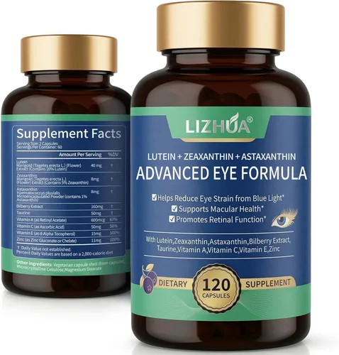 Luteína 40 mg y zeaxantina 8 mg vitaminas oculares, con astaxantina, arándano, taurina, visión y apoyo de salud macular, cuidado de la salud ocular