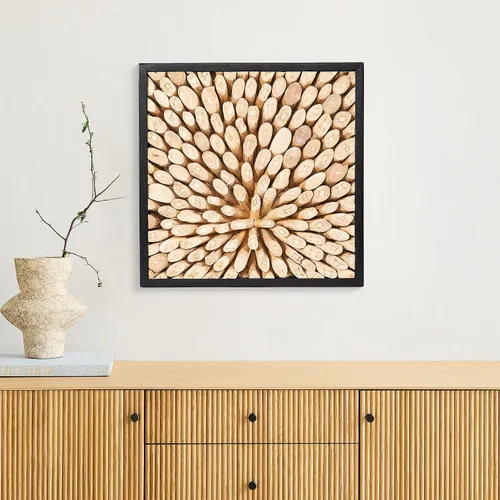 Miniatura 15 de Warmaxx Decoración de pared con marco de madera de teca rústica de 17 x 17 pulgadas, arte de pared estético para decoración de Navidad, hogar, sala