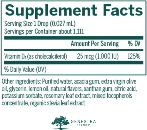 Miniatura 2 de Genestra Brands D-Mulsion 1000 - Suplemento líquido de vitamina D - Sabor natural a limón - 1 onza líquida
