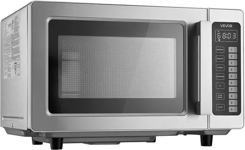 Miniatura 9 de VEVOR Horno microondas comercial, 0.9 pies cúbicos, 1000W Horno microondas digital de acero inoxidable para encimera con pantalla táctil, 10 ajustes