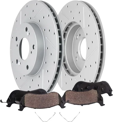 Miniatura 19 de Detroit Axle - Kit de freno delantero para Nissan Sentra 2020-2024 de 11.02 pulgadas, rotores de freno de disco perforados y ranurados, pastillas
