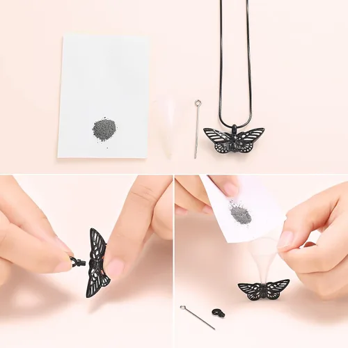 Miniatura 43 de Minicremation Joyas de cremación para cenizas – Collar conmemorativo de mariposa con colgante de urna para cenizas de seres queridos