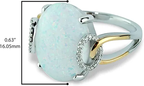 Miniatura 3 de Heartland By Beverley Mitchell Oro rosa de 10 quilates con plata de ley 0925 ovalada creada en laboratorio cabujón de ópalo y anillo de declaración