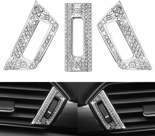 Miniatura 11 de 3 piezas de cubierta de perilla de interruptor de aire acondicionado brillante con cristales de rhinestone compatible con accesorios Honda 10ª