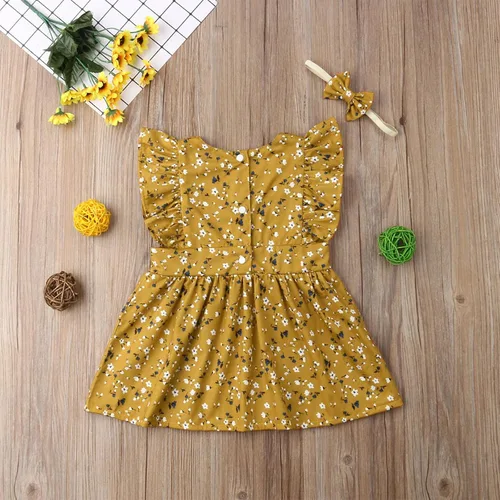 Miniatura 3 de VISGOGO Conjunto de ropa a juego para bebés y niñas, con diseño floral, para la diadema