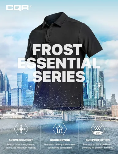 Miniatura 8 de CQR Camiseta polo táctica para hombre, de manga corta, ligera y con Dry Fit, tela piqué, FPU 50+, para exteriores