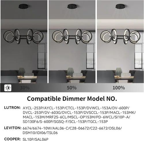 Miniatura 6 de Moderno candelabro LED regulable redondo, lámparas colgantes de 8 anillos, lámparas colgantes ajustables para cocina, isla, sala de estar, comedor