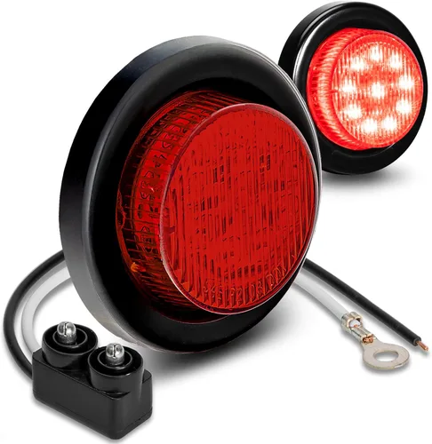 Miniatura 9 de TRUE MODS 2" - 10 luces LED redondas rojas de 2 pulgadas y 12 V [reflector 2 en 1] [policarbonato] [certificado D.O.T.] [ojales y enchufes] Rojo