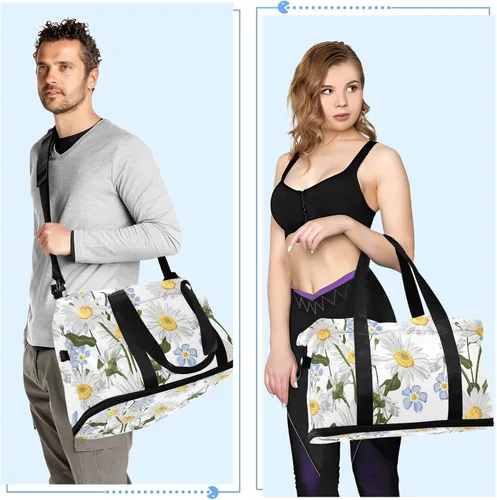 Miniatura 6 de Gym Bag Forget-me-not Flower Travel Duffel Bag - Sports Gym Bag with Dry Wet Pocket Cosmetic bag & Shoes Compartment for Women and Men