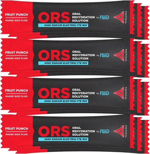 Fluid Tactical - ORS (solución de rehidratación oral), se recupera más rápido, electrolitos de deshidratación extrema, paquete de 12 (Fruit Punch)