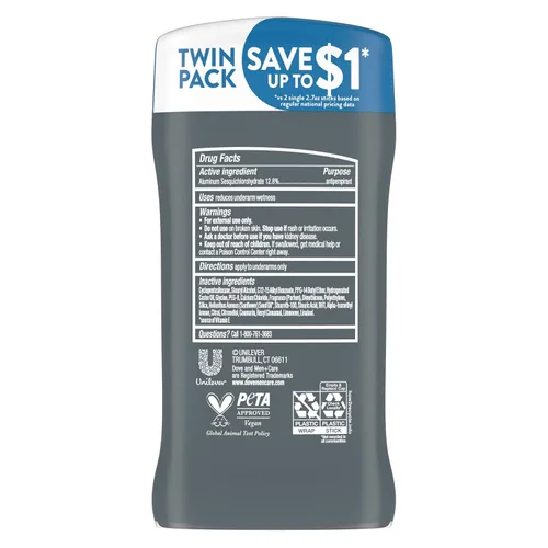 Miniatura 2 de DOVE MEN + CARE Desodorante antitranspirante Stick Clean Comfort Twin Pack 72 horas de protección contra el sudor y el olor antitranspirante