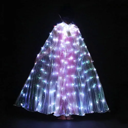 Miniatura 4 de CALIDAKA Alas LED Isis con luces LED alas de danza del vientre alas de ángel LED brillantes con palo telescópico alas de baile del vientre LED